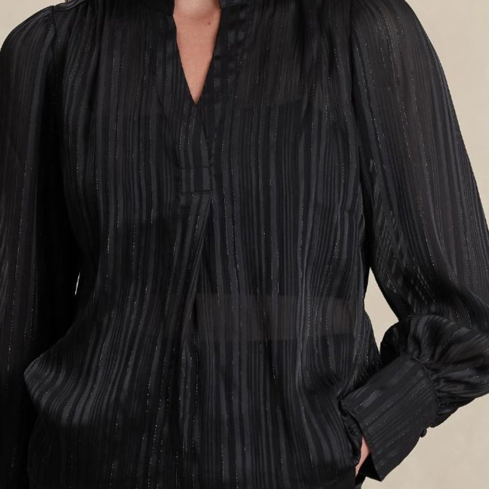 Banana Republic Factory -LUREX VOLUME-SLEEVE BLOUSE